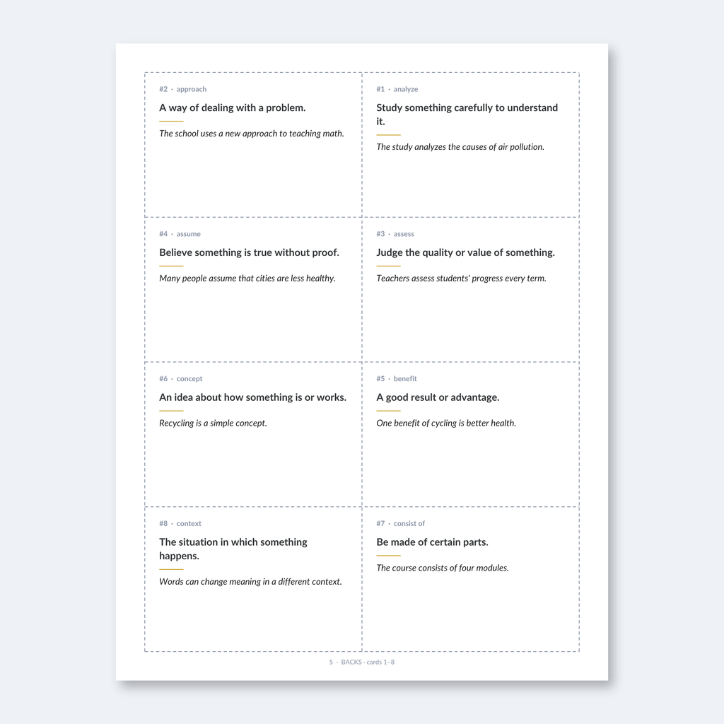 IELTS Academic Vocabulary — 100 Printable Flashcards