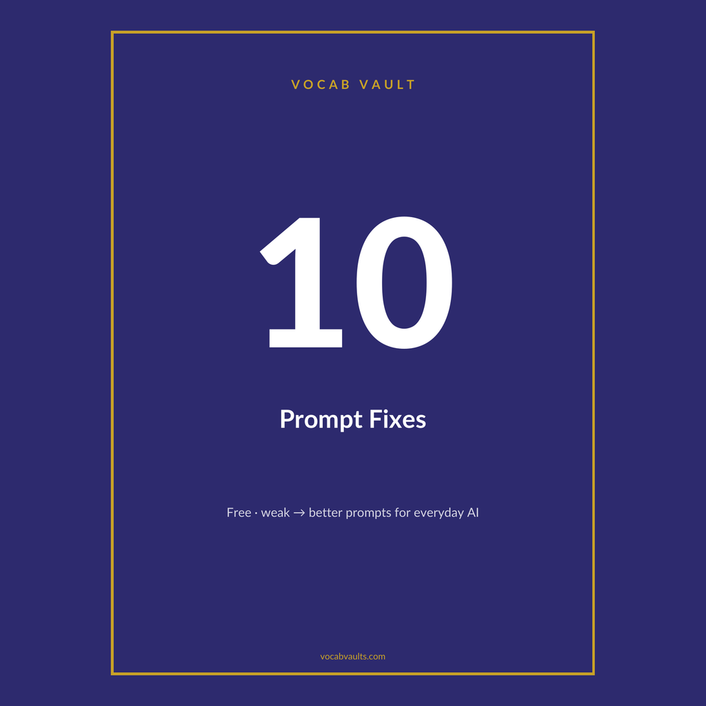 Free 10 Prompt Fixes — Write Better AI Prompts in Clear English