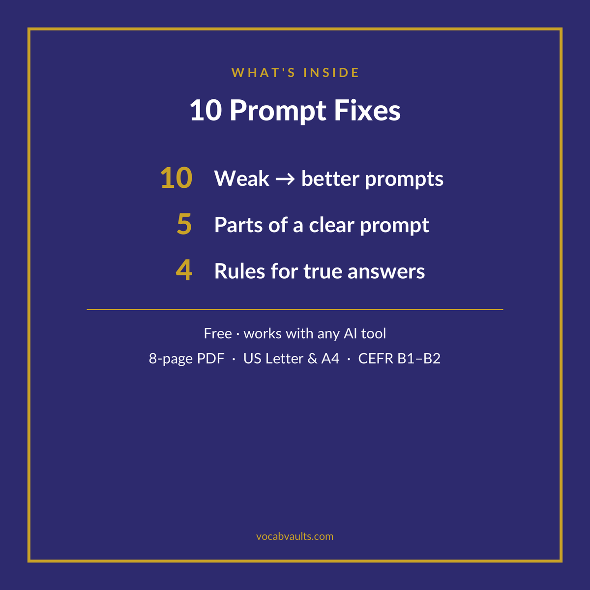 Free 10 Prompt Fixes — Write Better AI Prompts in Clear English