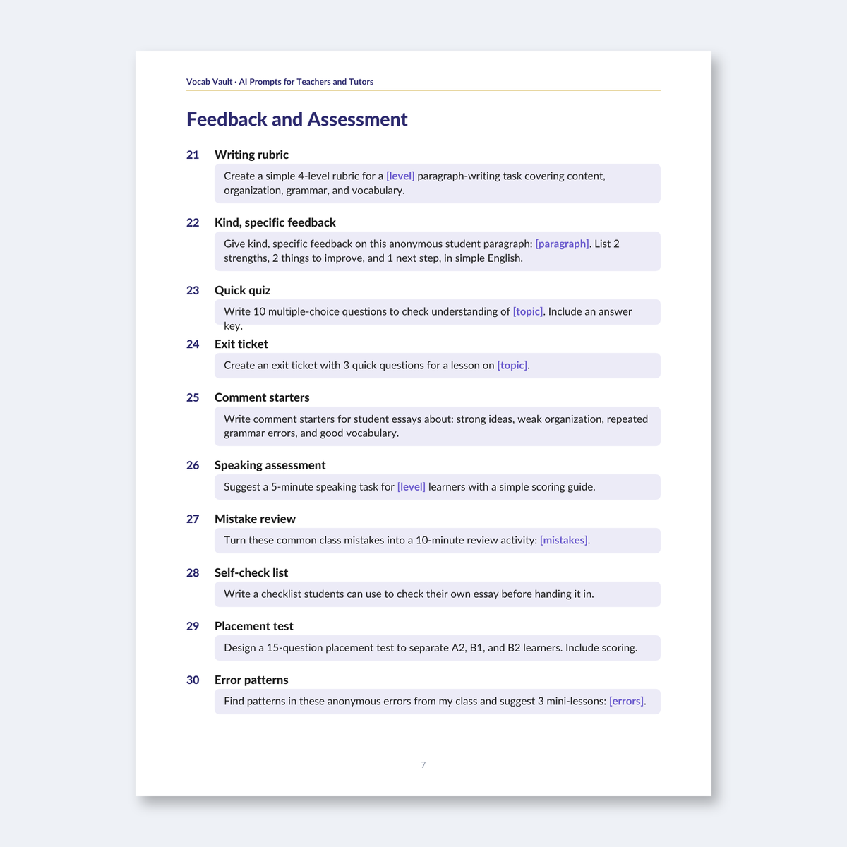 AI Prompts for Teachers & Tutors — 40 Prompts for Lessons, Materials & Feedback