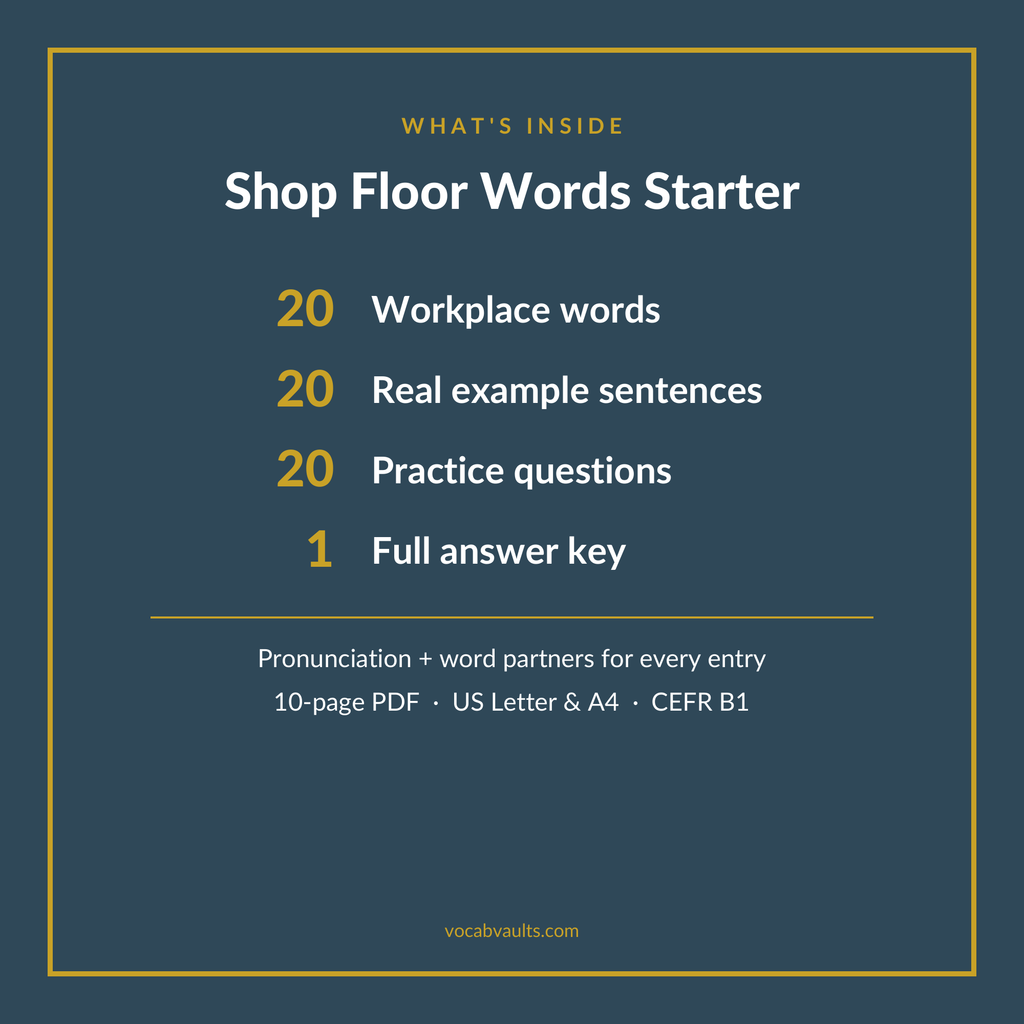 Free 20 Shop Floor Words — English for Manufacturing Jobs