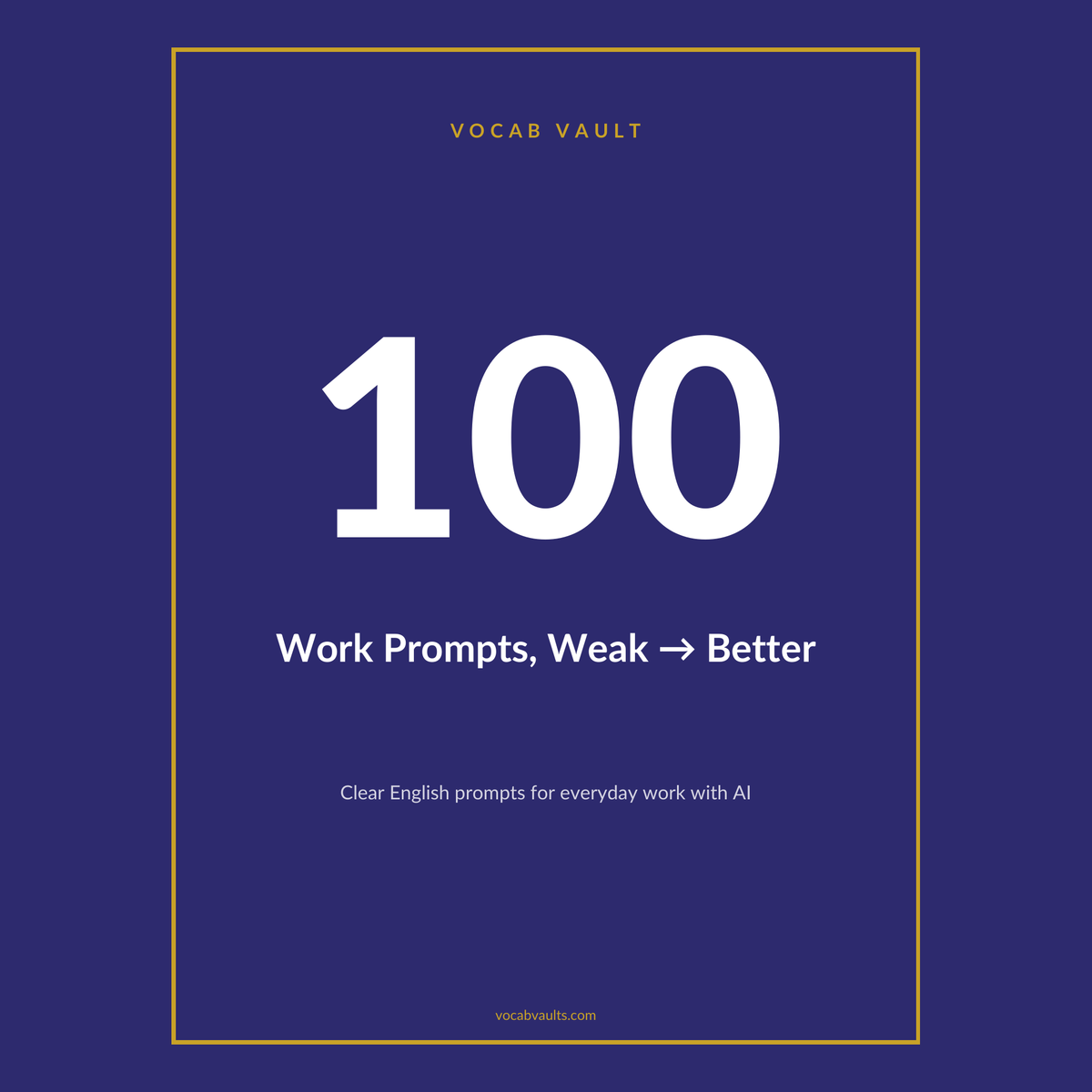 100 Work Prompts, Weak → Better — Clear English Prompts for AI at Work